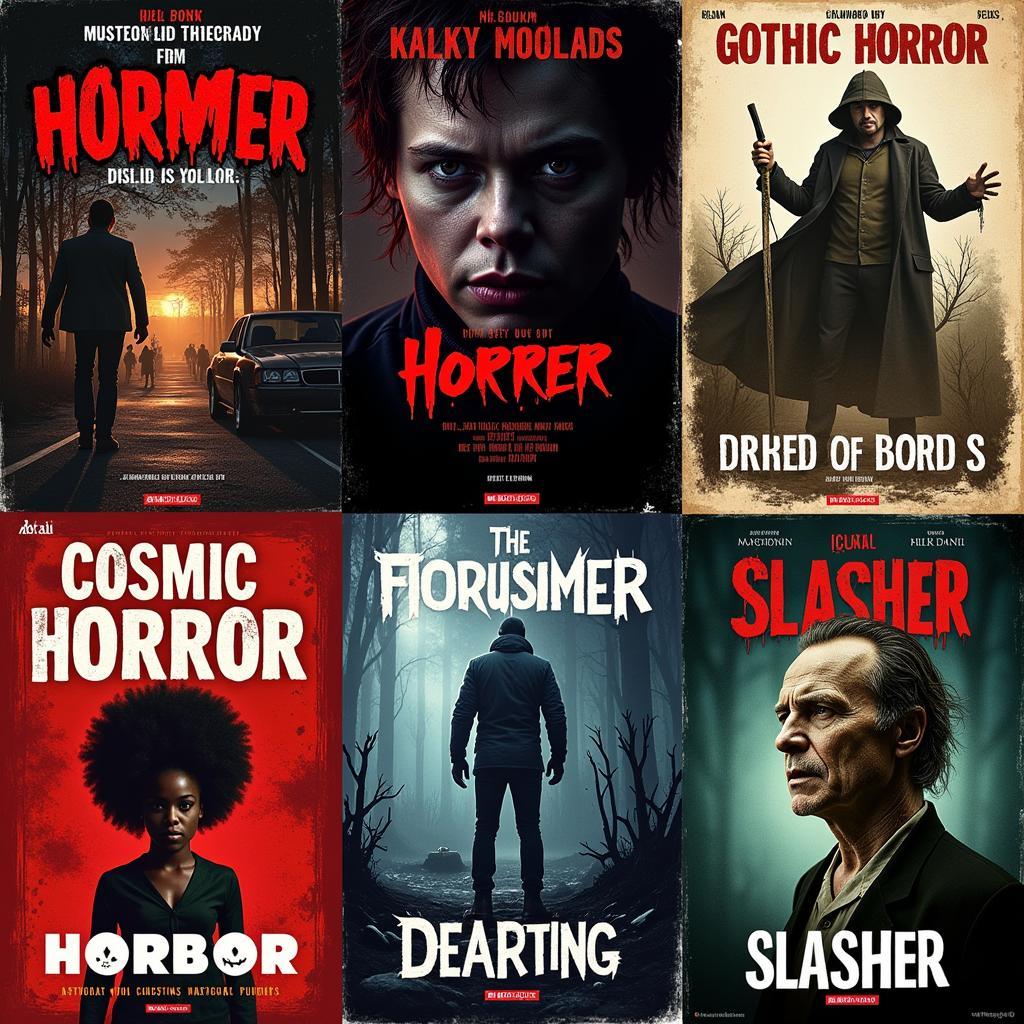 Book covers representing various horror subgenres