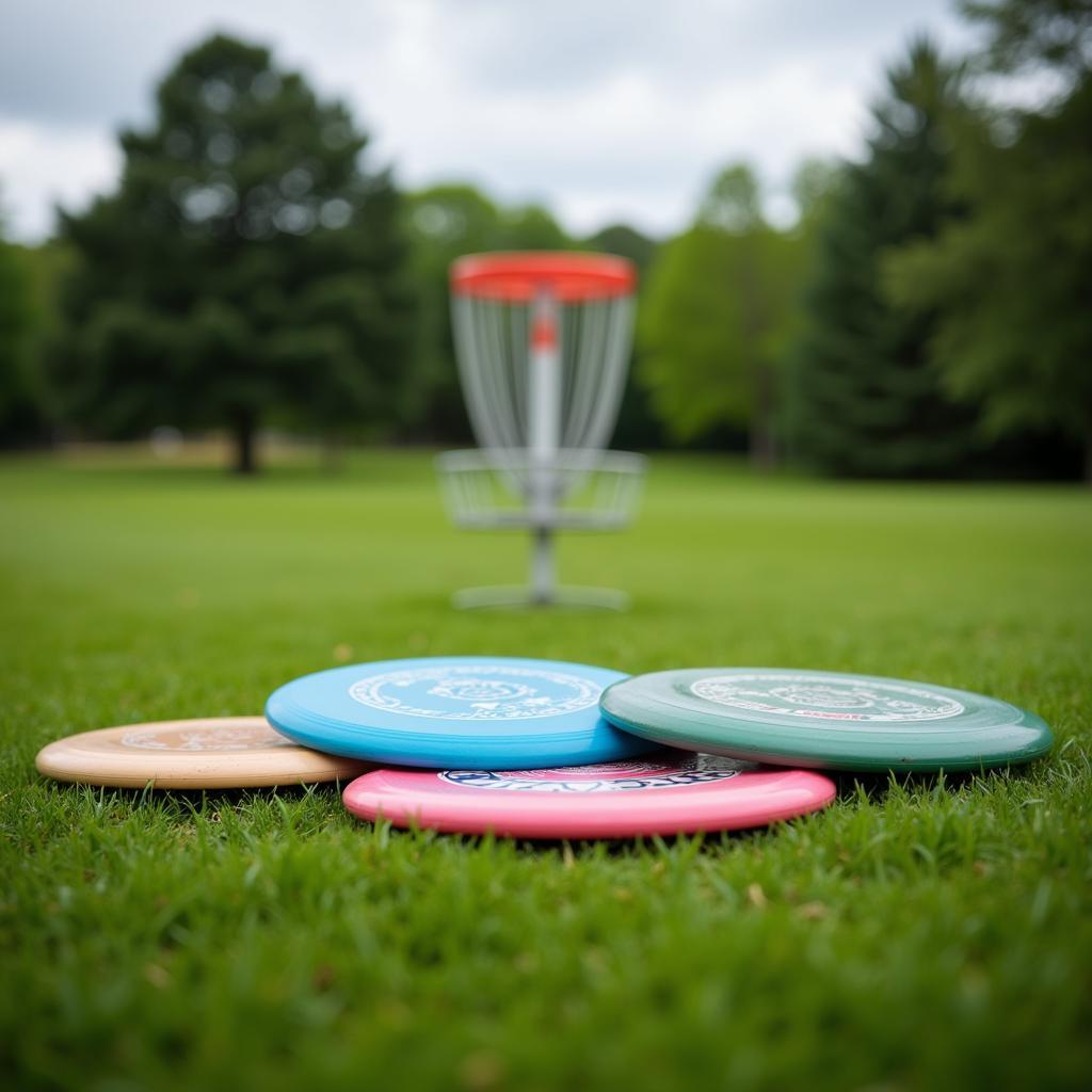 Disc Golf Discs and Basket