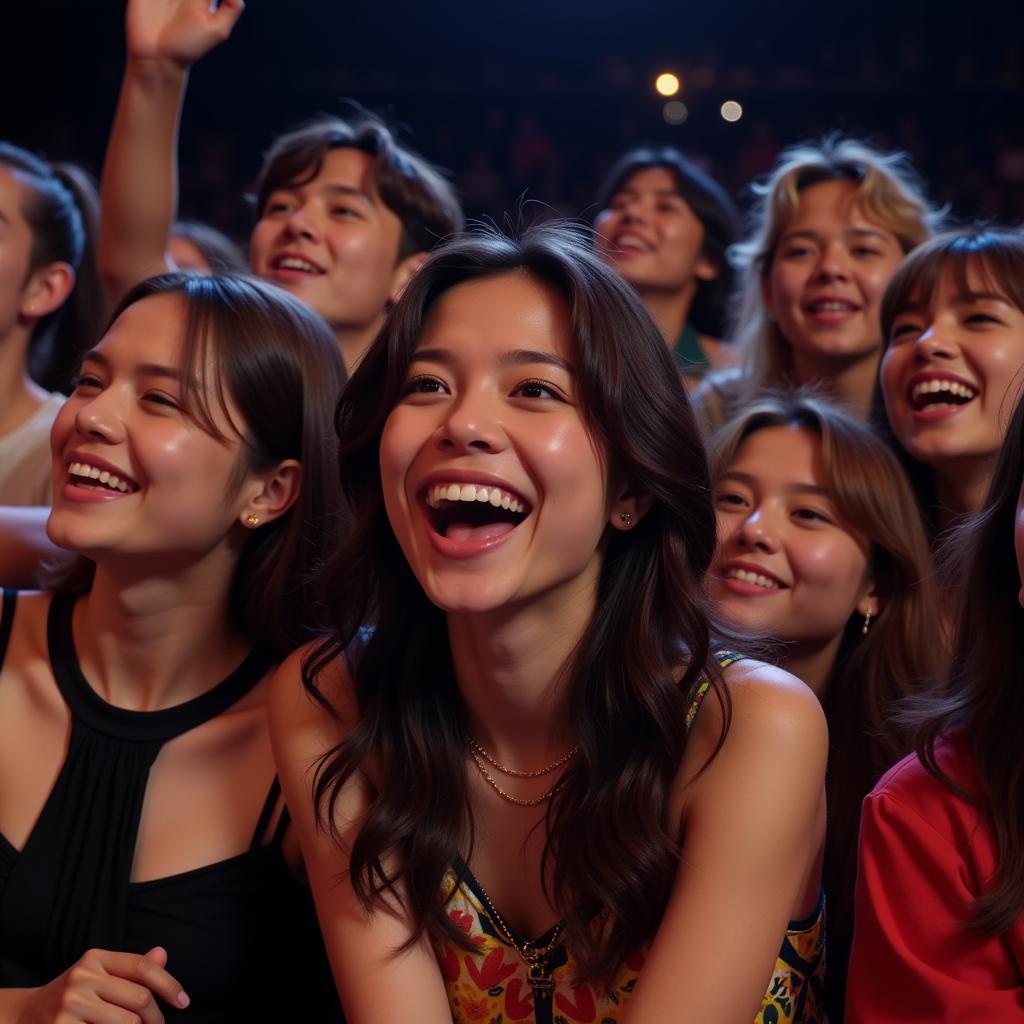 Diverse Group of Fans Enjoying a BTS Concert Together