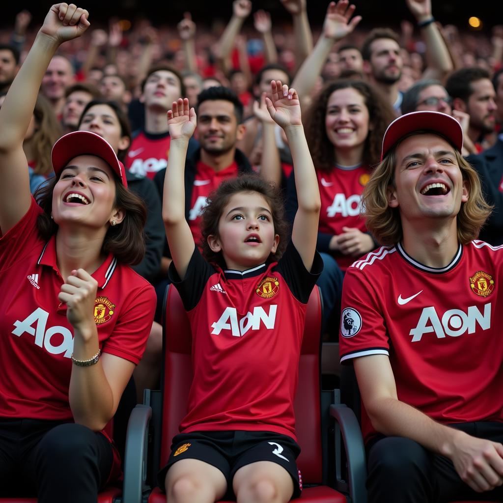 Diverse Group of Man Utd Fans at Old Trafford