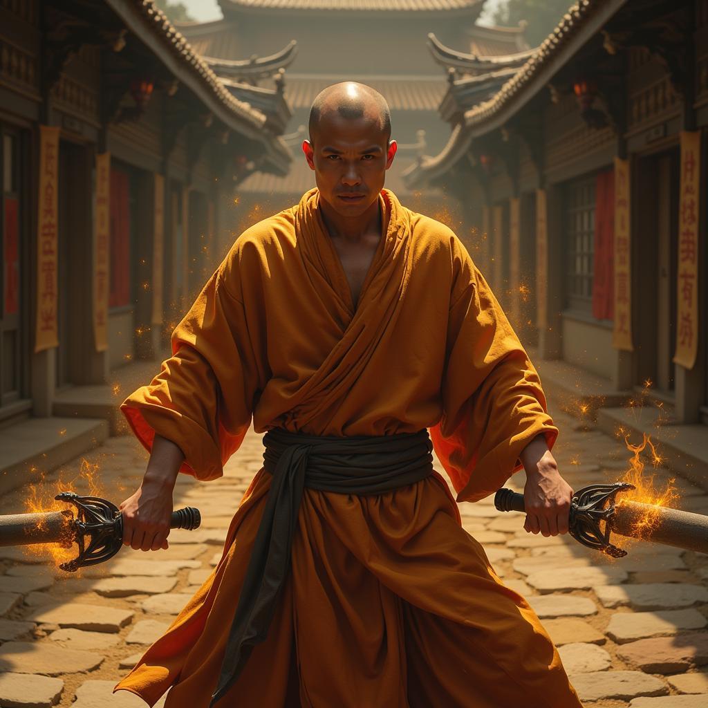 Monk Dual Wielding War Fans