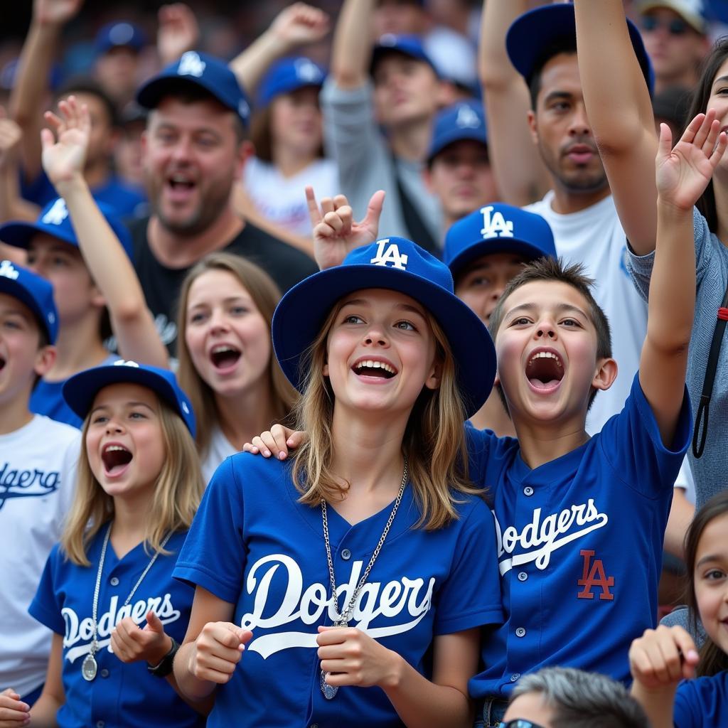 Dodgers fans of all ages celebrate a victory