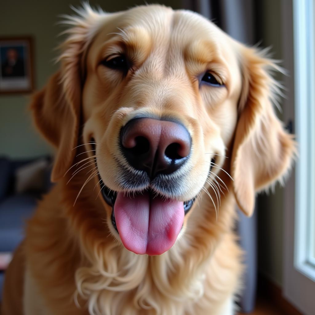 Dog Enjoys Fan in Summer