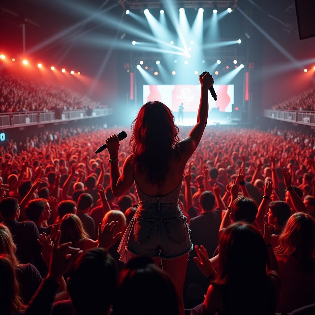 Dong Nhi electrifies fans during a live concert performance.