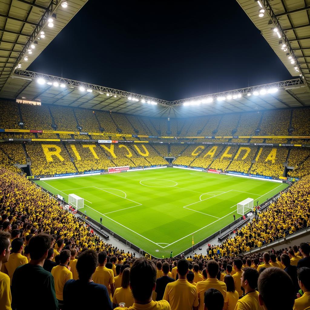 Dortmund fans holding up a massive banner