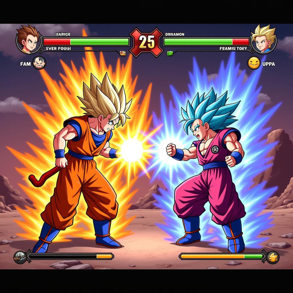 Intense battle sequence in a fan-made Dragon Ball game