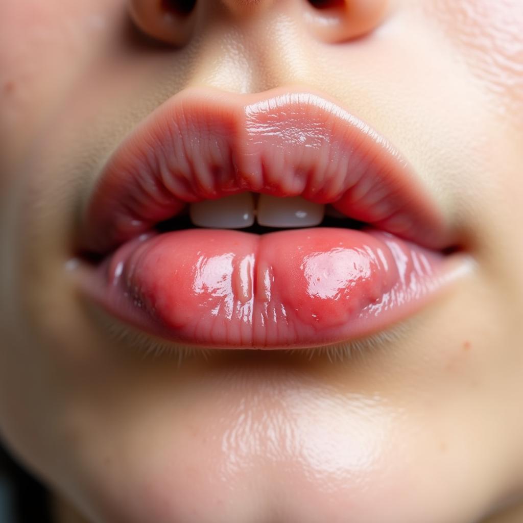 Close-up of dry, flaking lips