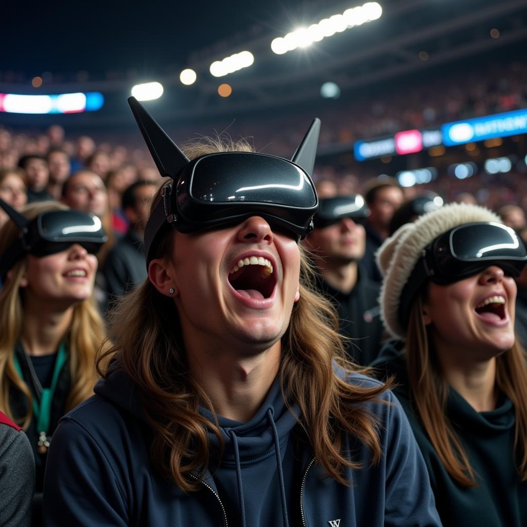 Fans Wearing Dual Antenna Goggles at a Sporting Event