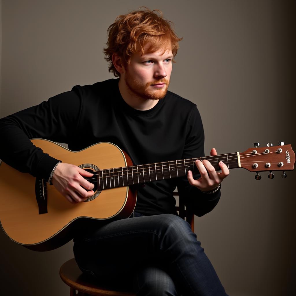 Ed Sheeran playing acoustic guitar