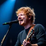 Ed Sheeran performing live on stage