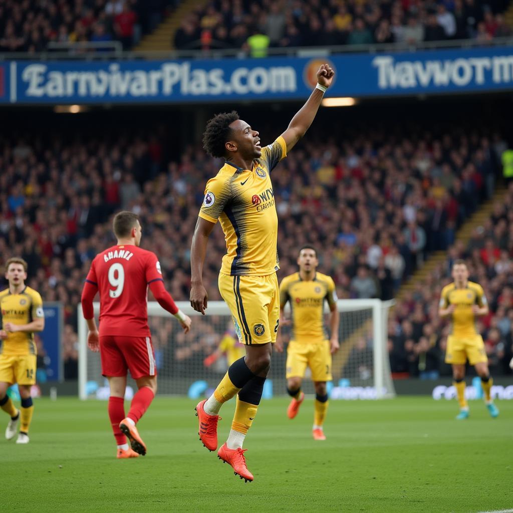 Edison celebrates scoring his first professional goal