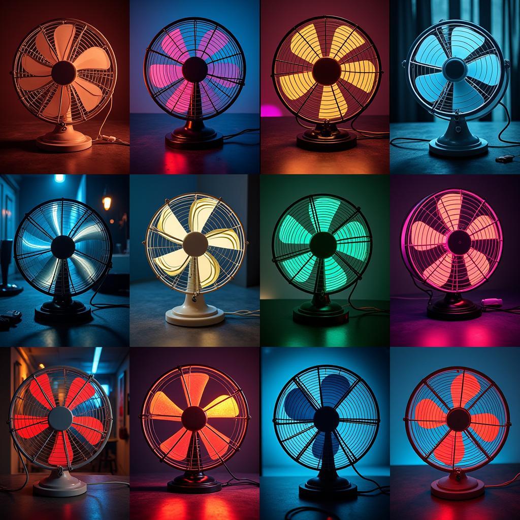 A diverse collection of electric fan wallpapers on a digital display