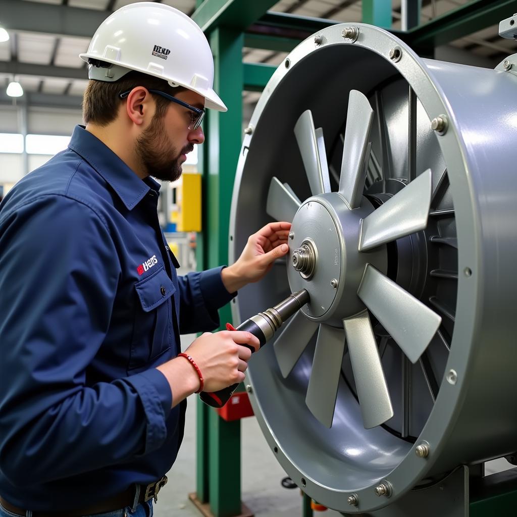 Technician Performing Maintenance on an ID Fan