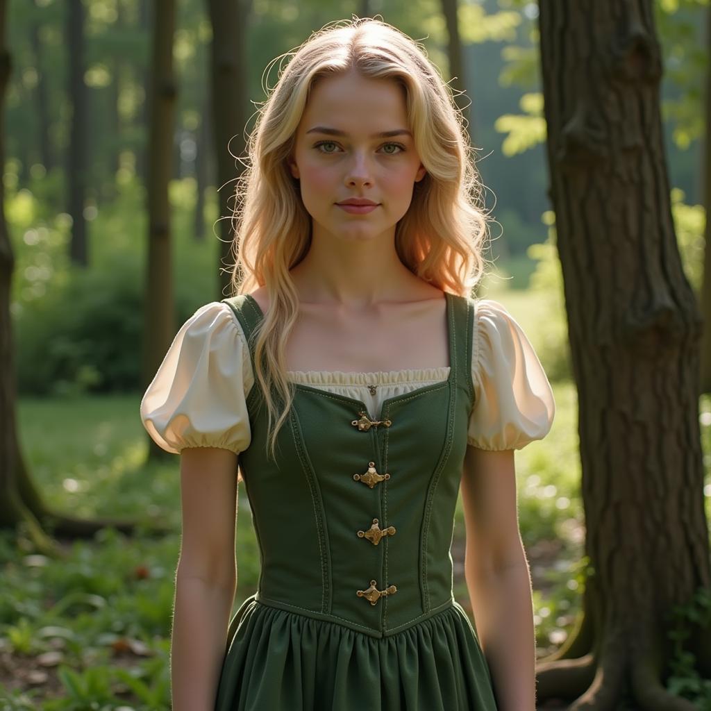 Elle Fanning as Aurora in her forest attire