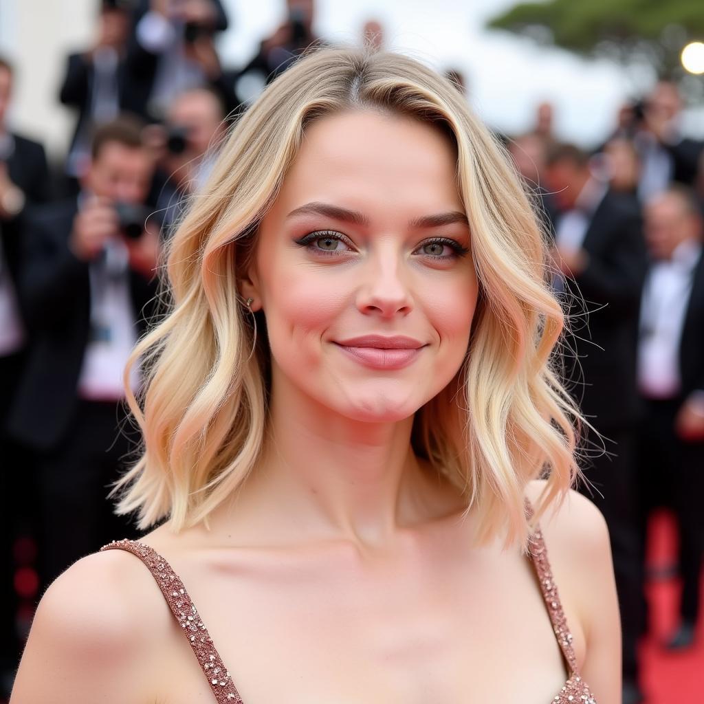 Elle Fanning with Blonde Wavy Hair at Cannes Film Festival