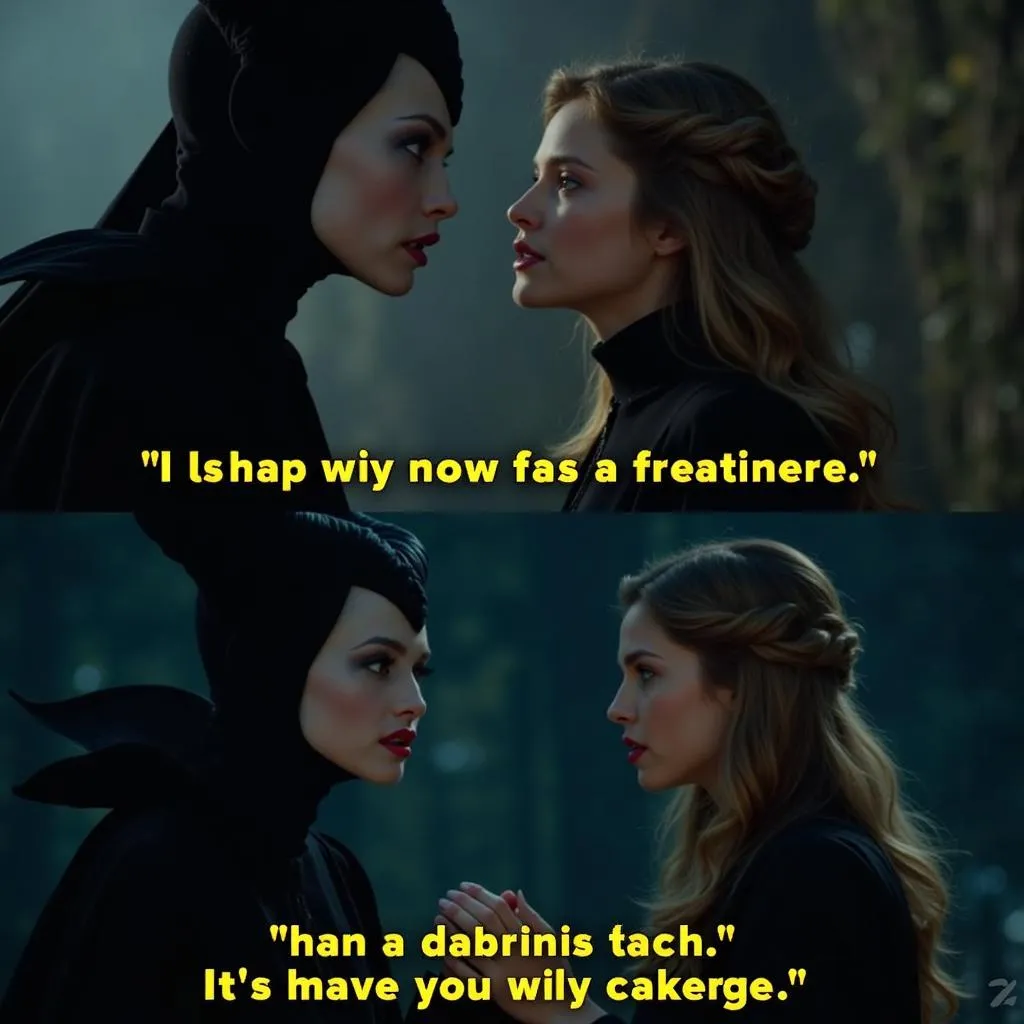 Elle Fanning and Angelina Jolie in Maleficent (2014)