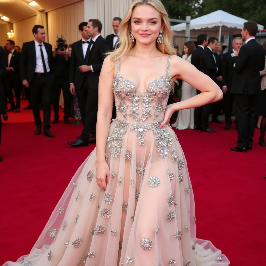 Elle Fanning at a red carpet event 