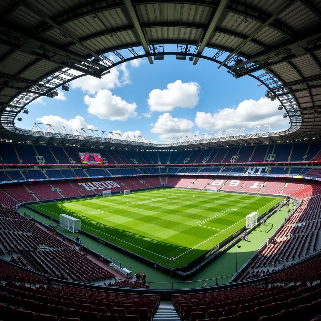 Panoramic view of an empty football stadium