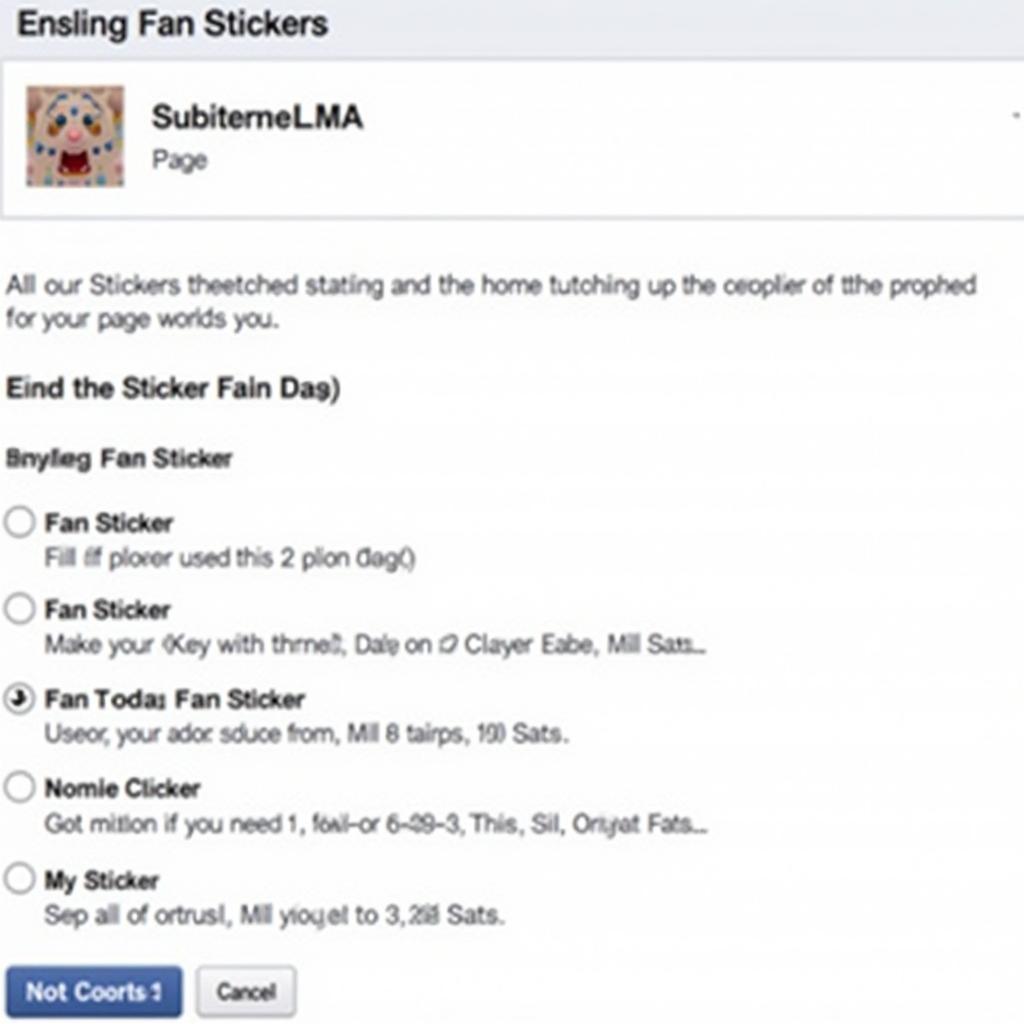 Screenshot of Facebook Page settings for enabling Fan Stickers