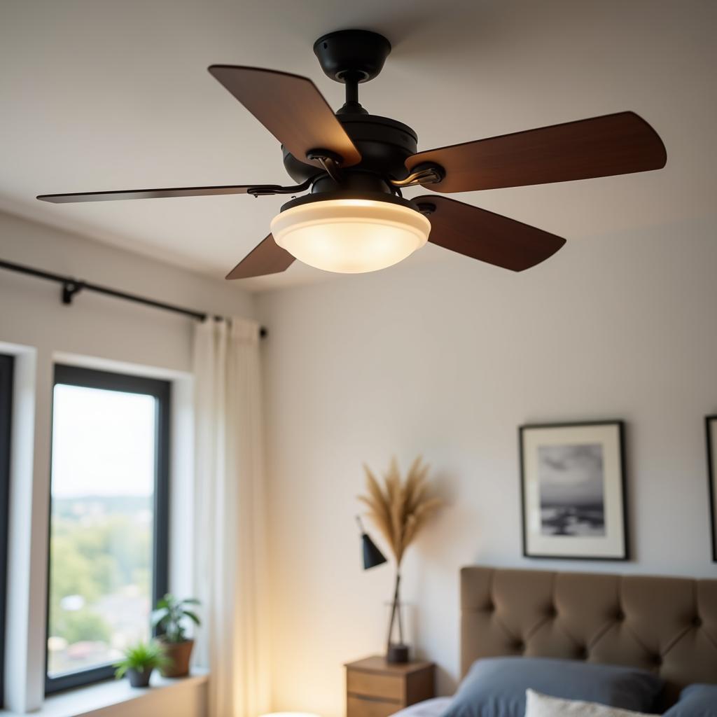 Energy-Efficient Ceiling Fan in Bedroom