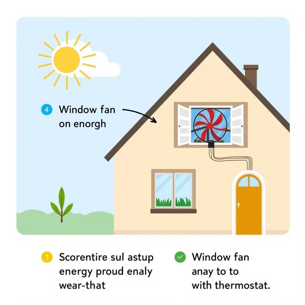 Energy savings illustration with thermostat and fan