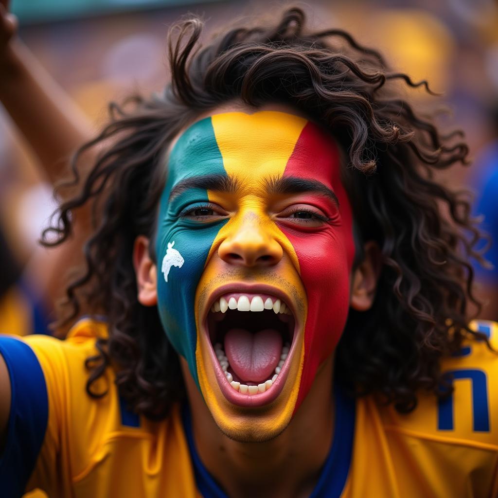 A fan cheers enthusiastically during a game