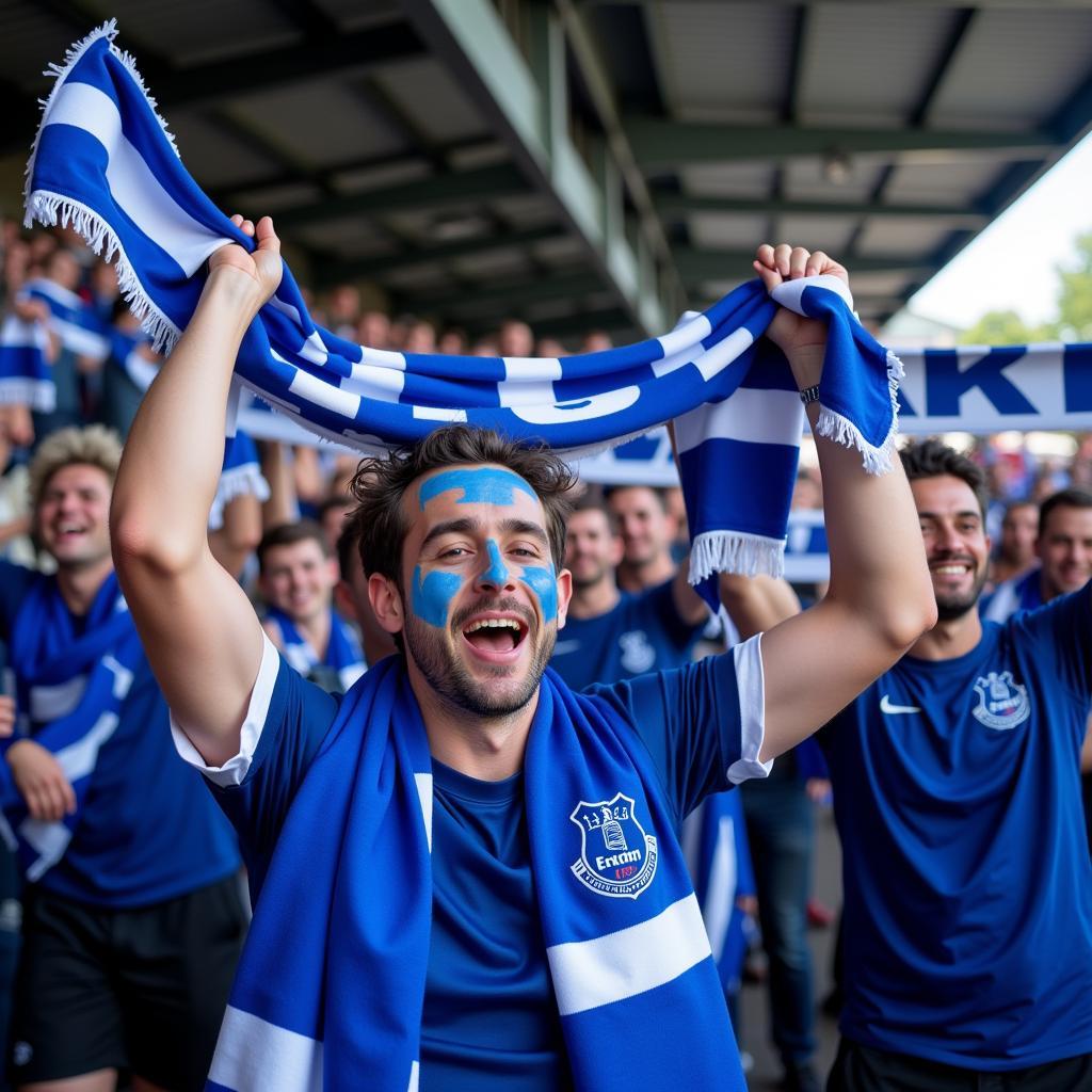 Everton fans celebrating a goal