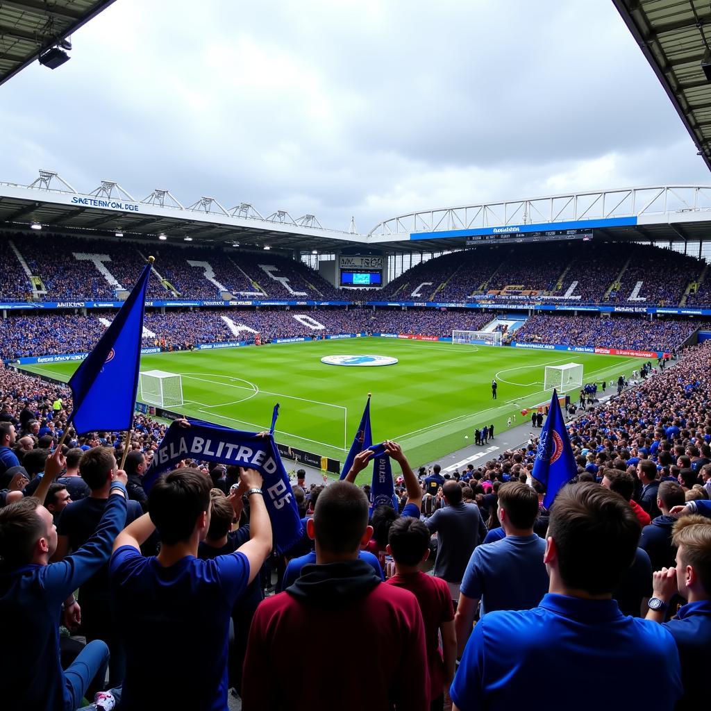 Everton fans on the Gwladys Street End