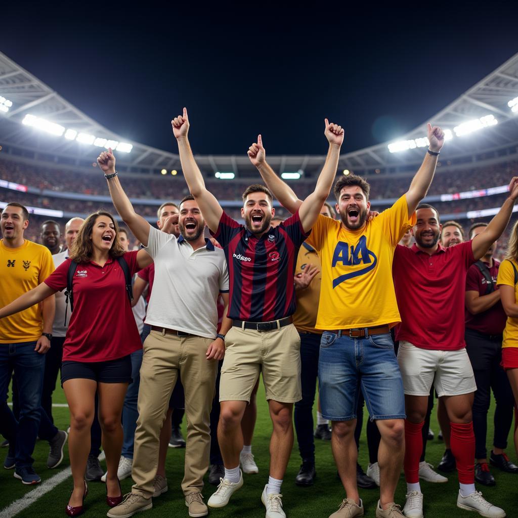 Excited Football Fans Cheering