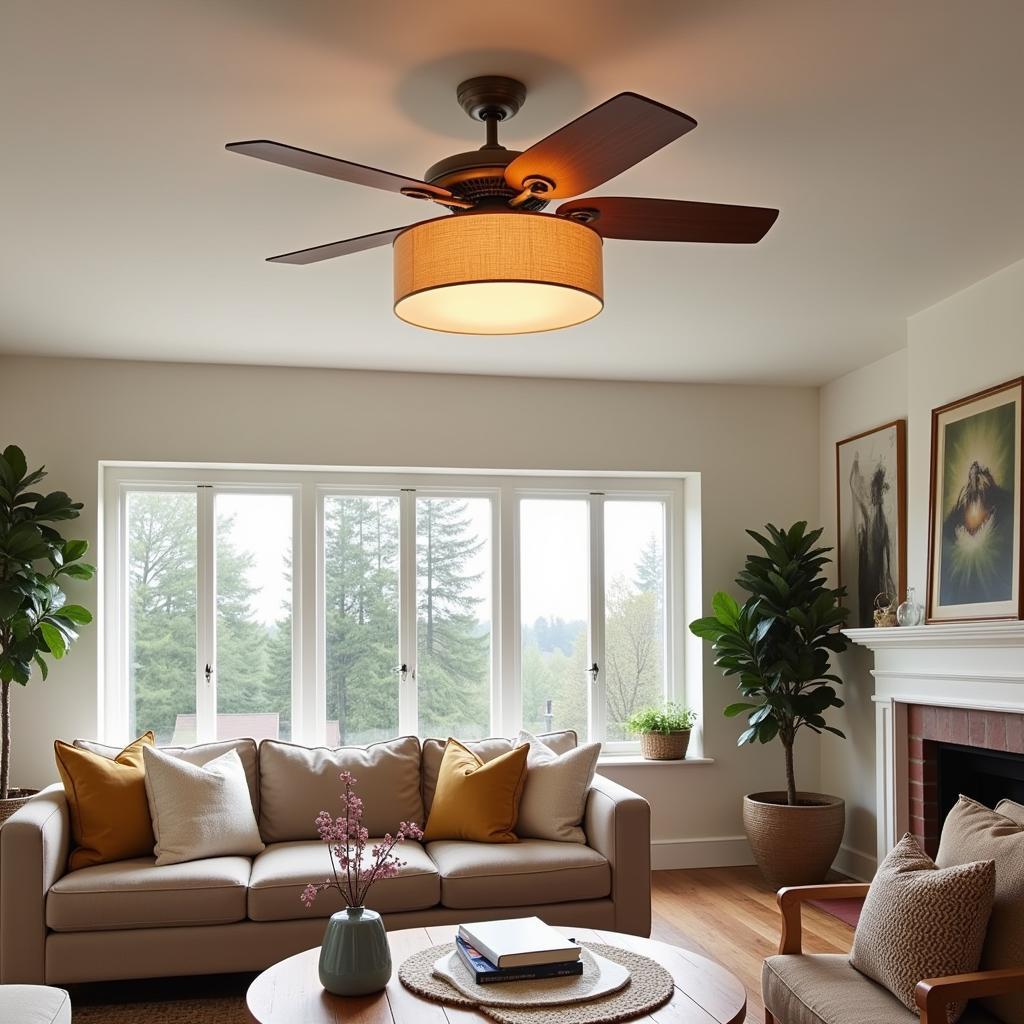 Stylish Fabric Ceiling Fan Globes in a Living Room