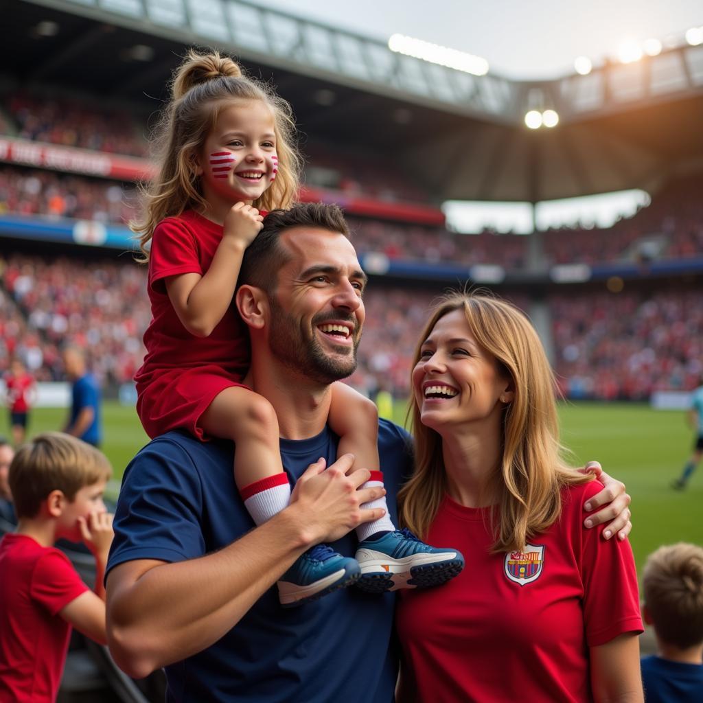 Family enjoying a football match