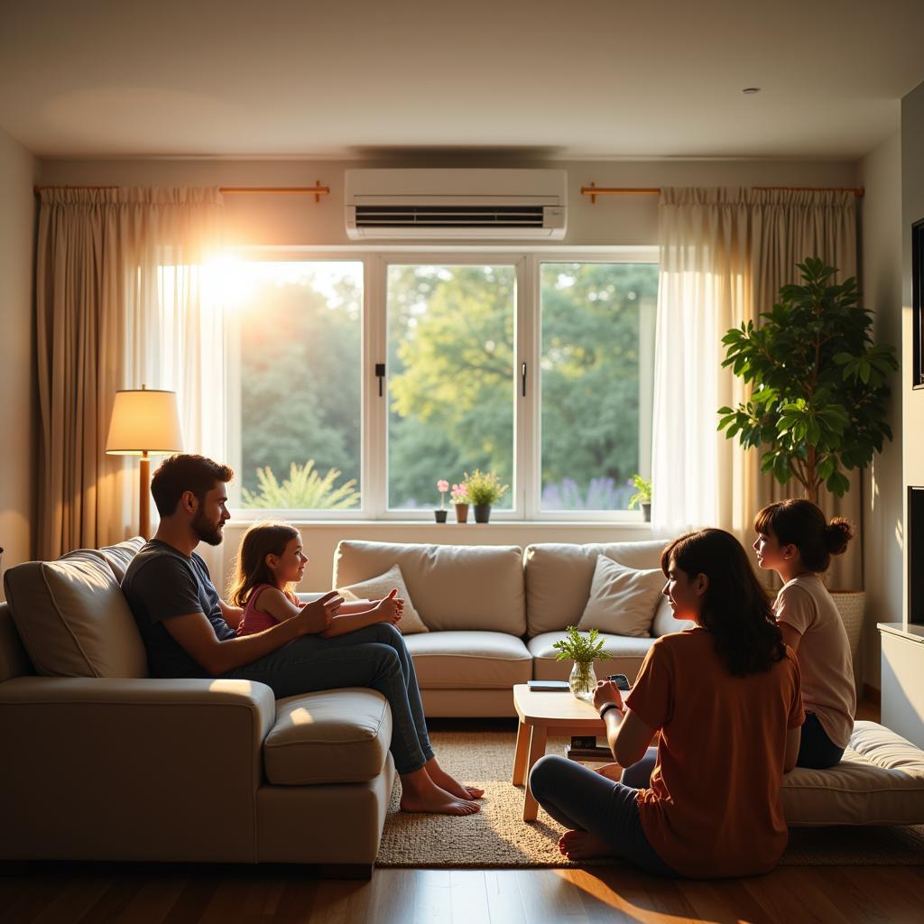 Family Relaxing with AC on Pine Tree Mode