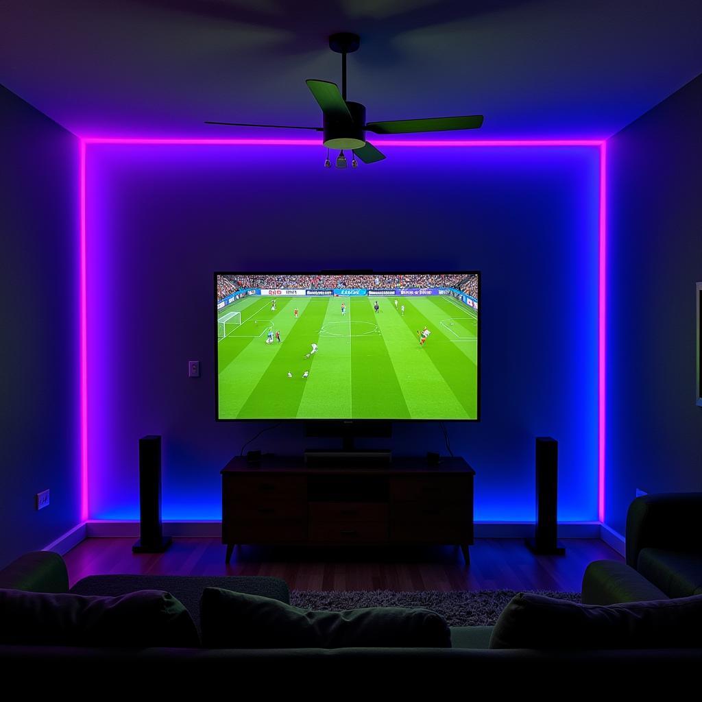 Fan 8 LED Lights Transforming Home Theater Setup