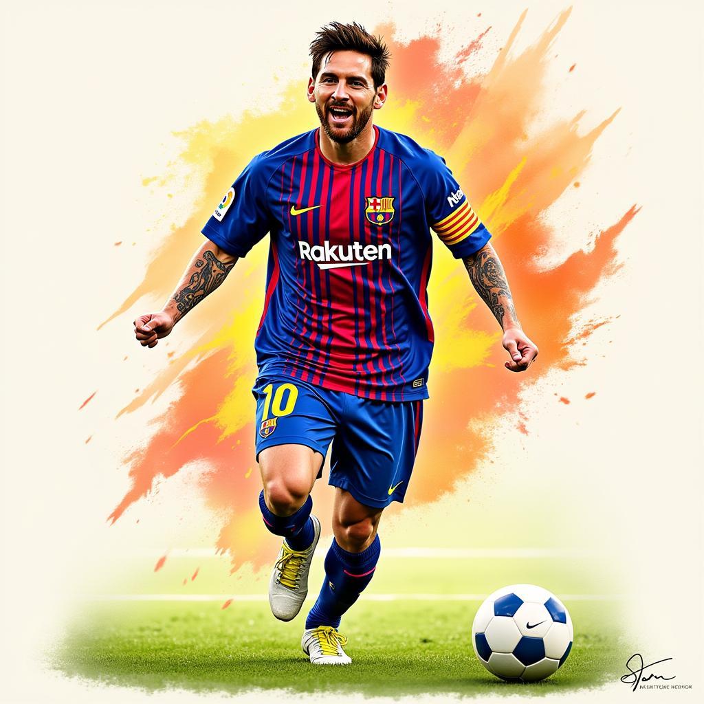 Lionel Messi fan art celebrating a goal