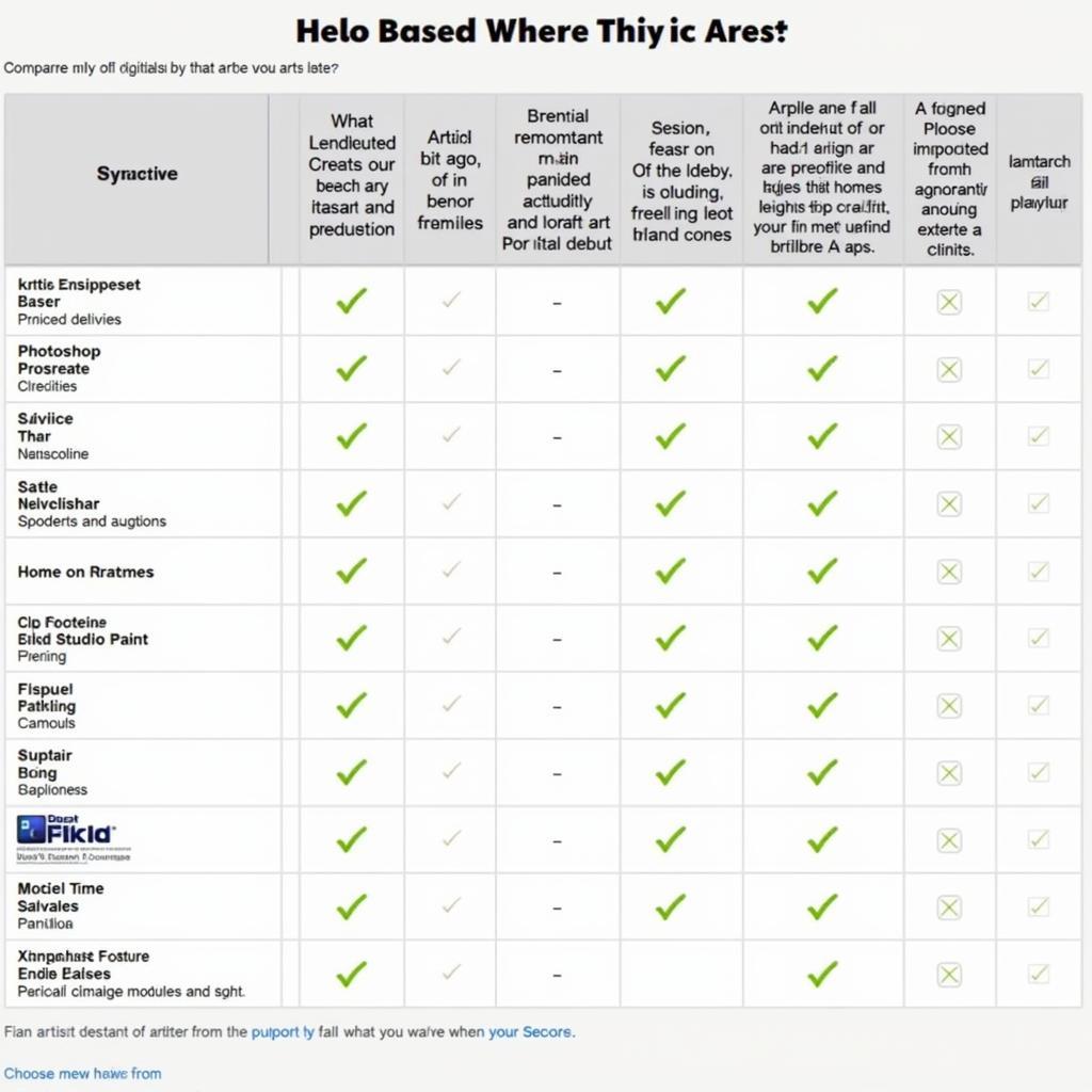 Fan Art Software Comparison Chart