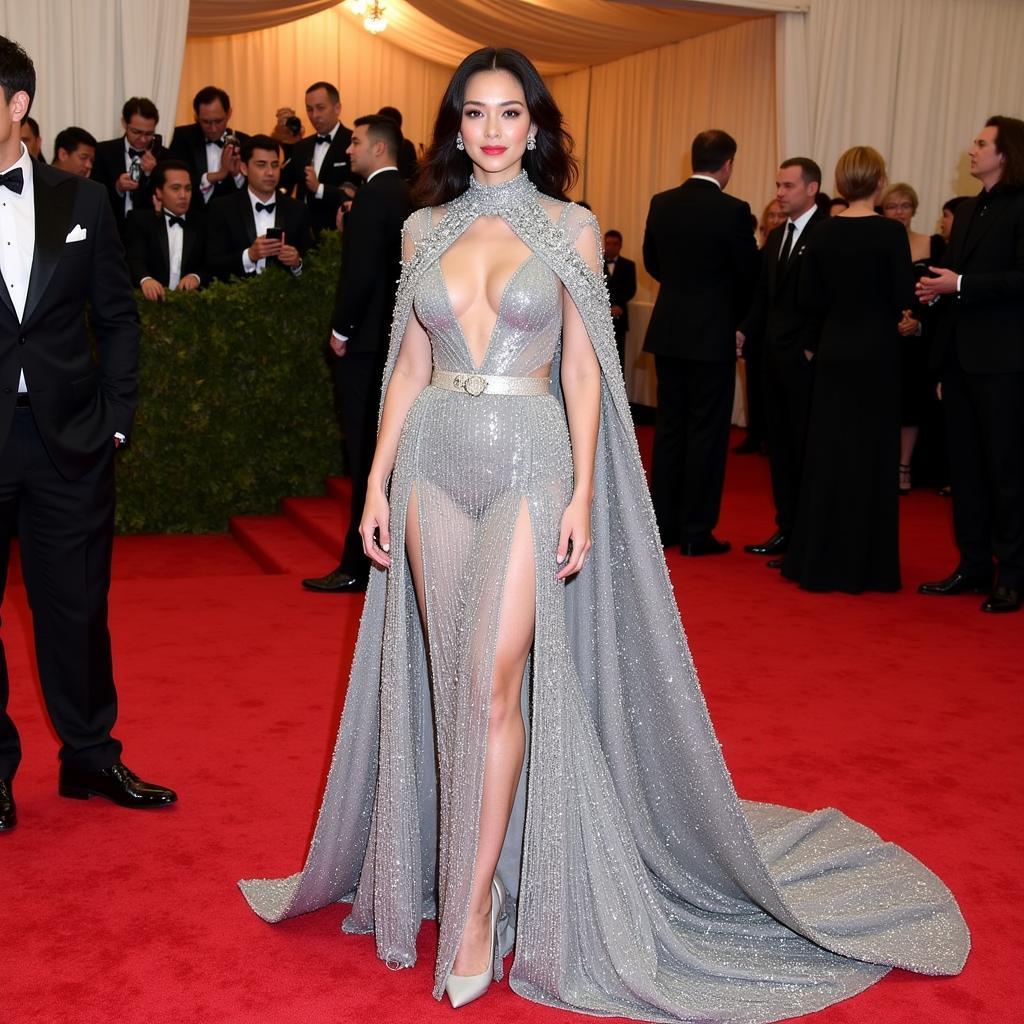 Fan Bing Bing in her iconic silver gown at the 2018 Met Gala