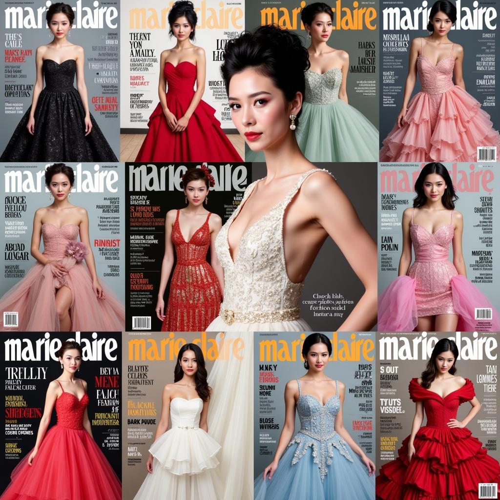 Fan Bingbing in couture gowns on Marie Claire covers