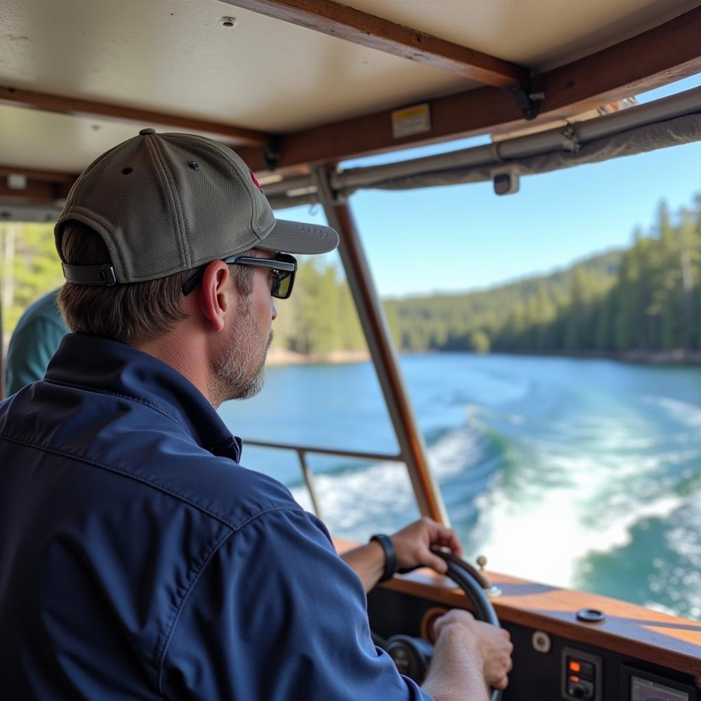 Fan boat captain explaining the surrounding nature