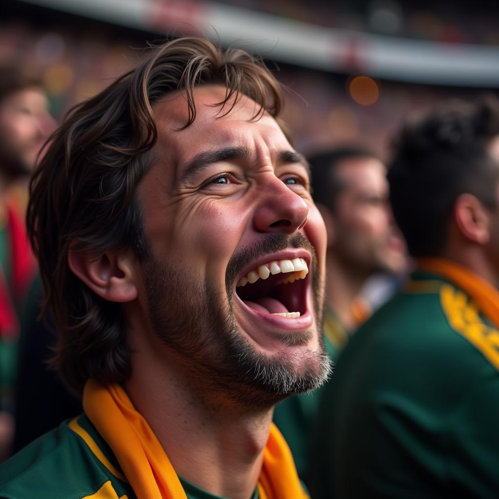 ecstatic fan celebrating a goal