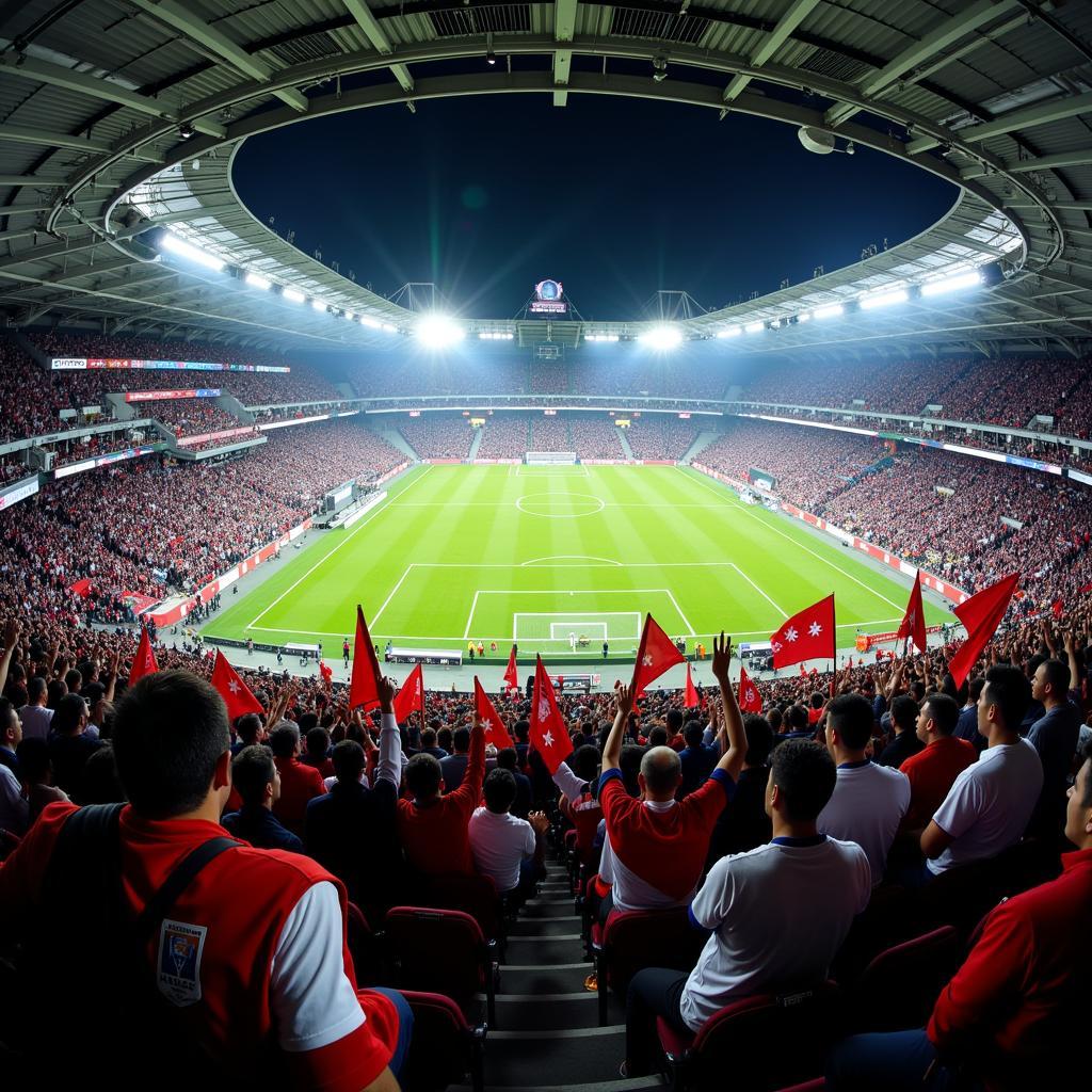 Fans chanting in Incheon Football Stadium