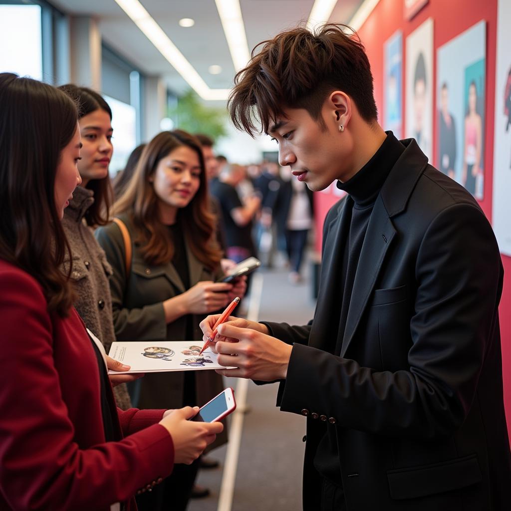 Fan Chengcheng greeting fans