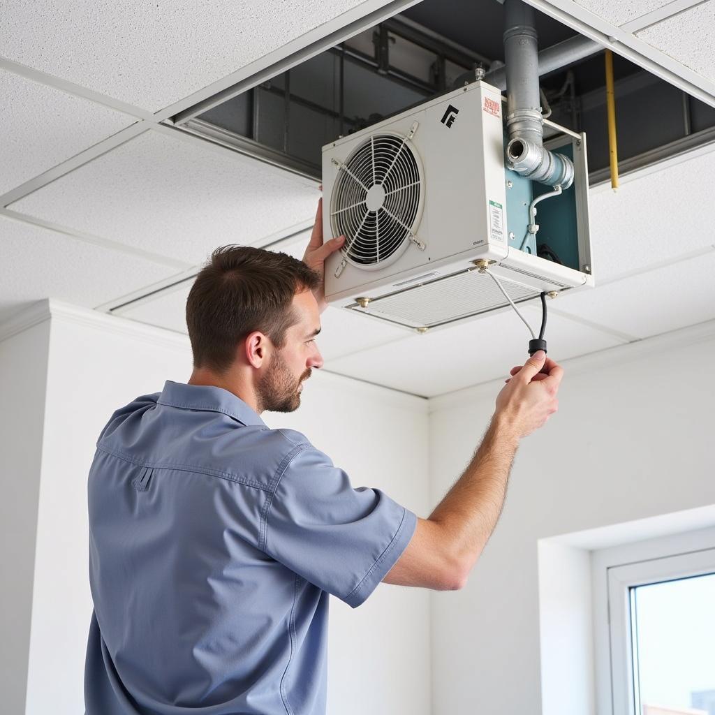 Fan Coil Unit Installation in a Ceiling