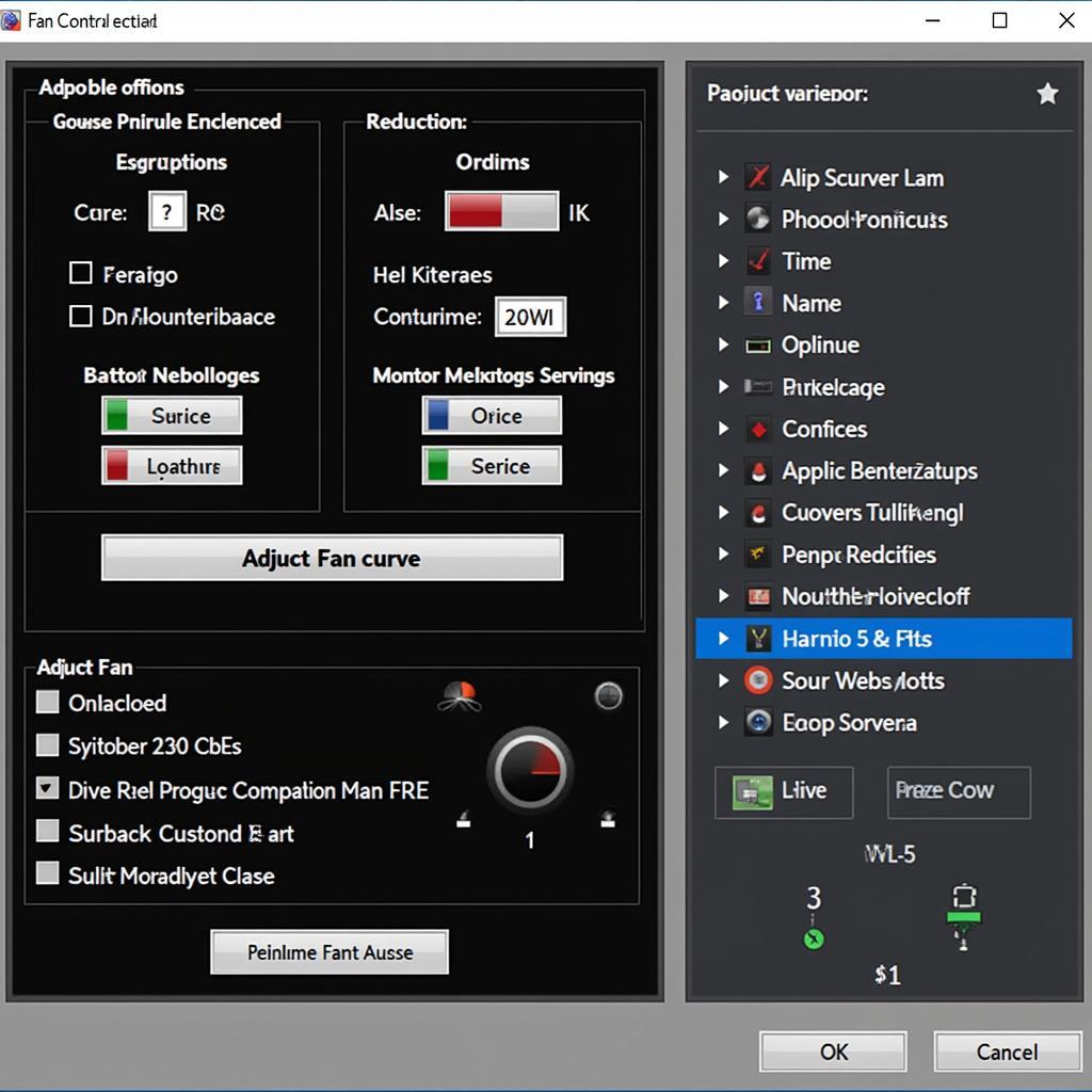 Third-party fan control software interface