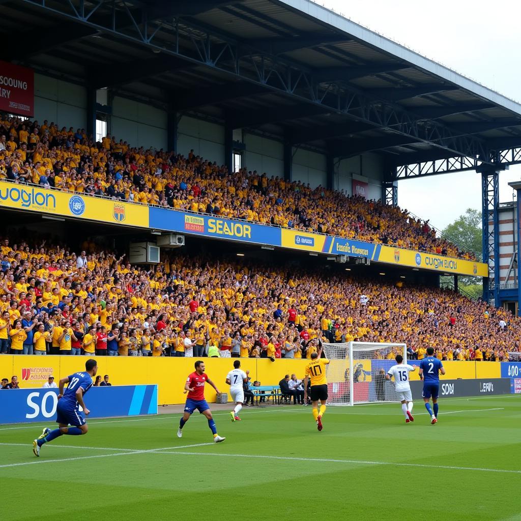 Fan Cuong Thai Hoa celebrating a goal