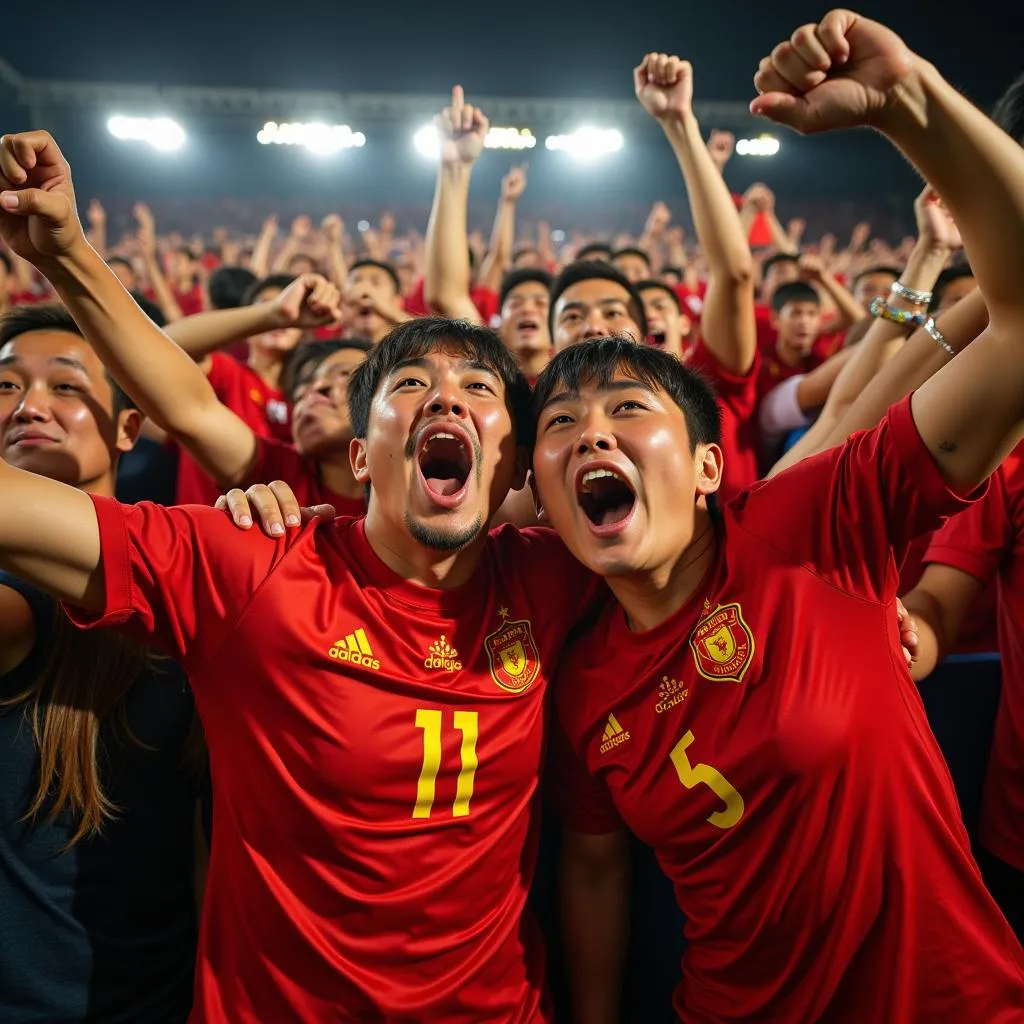 Vietnamese fans celebrating a victory