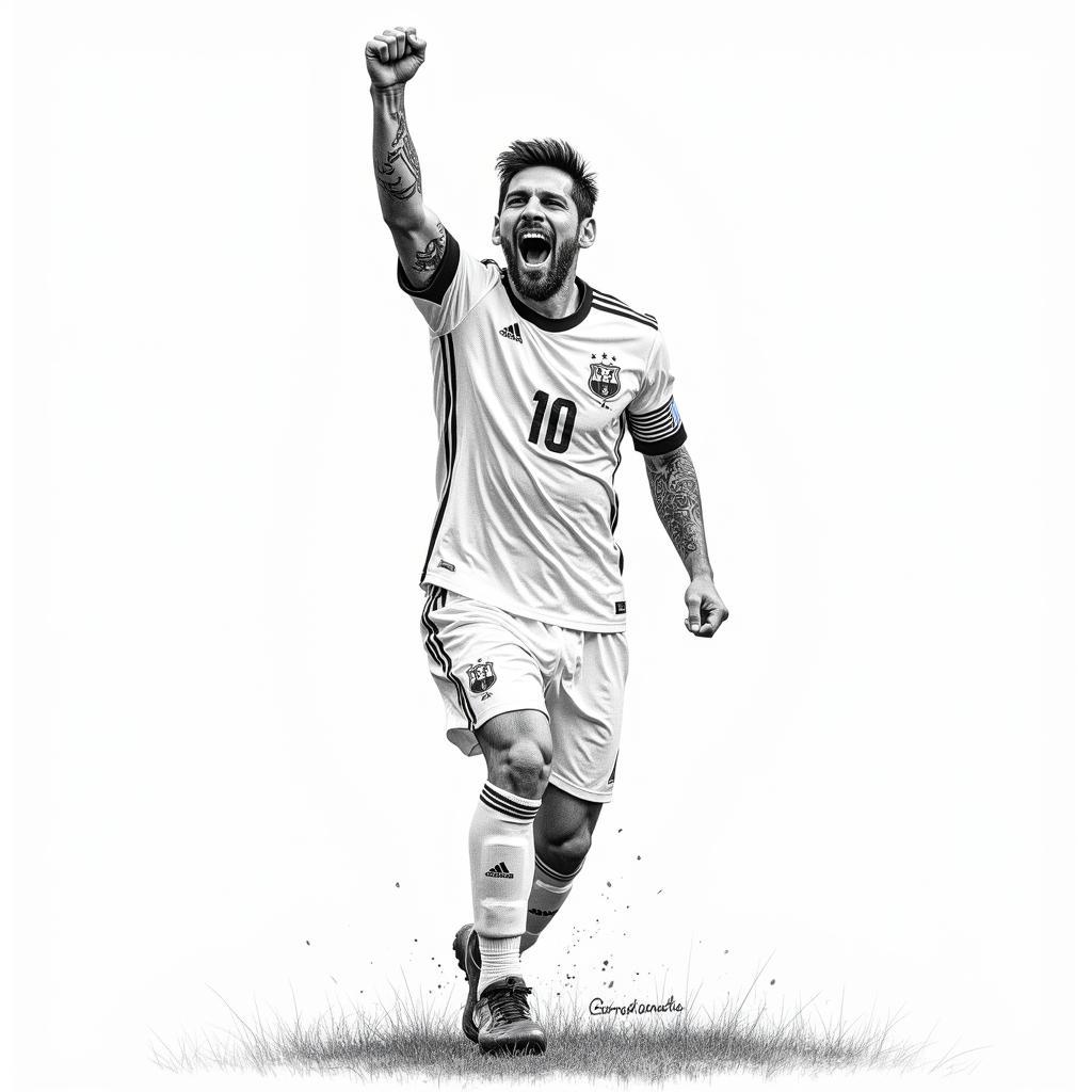 Lionel Messi Celebration Drawing