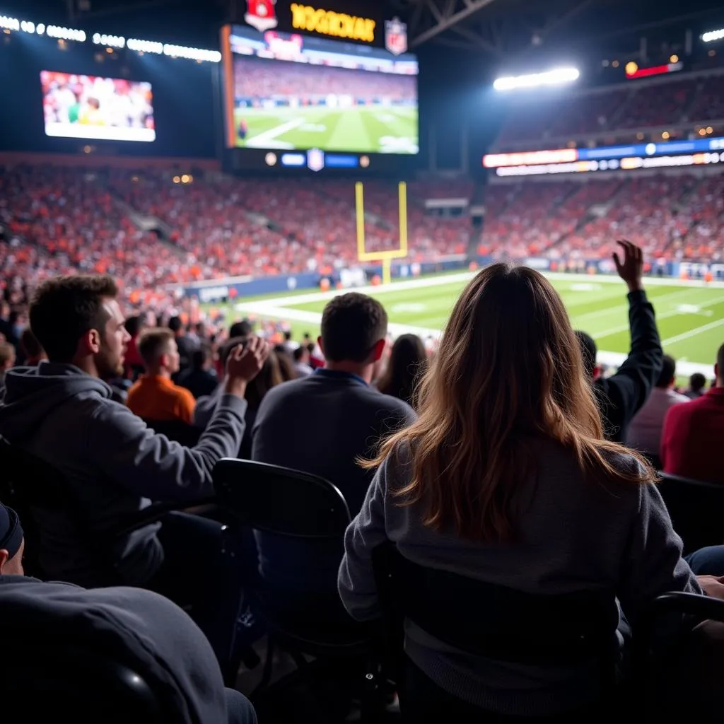 Fans cheering at a game