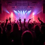 Fans cheering enthusiastically at a concert