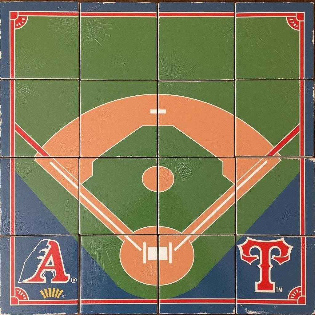 Baseball Diamond Design Fan Floor Tile