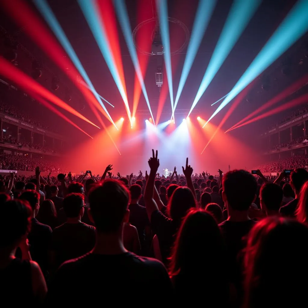 A packed concert venue in Vietnam filled with enthusiastic fans